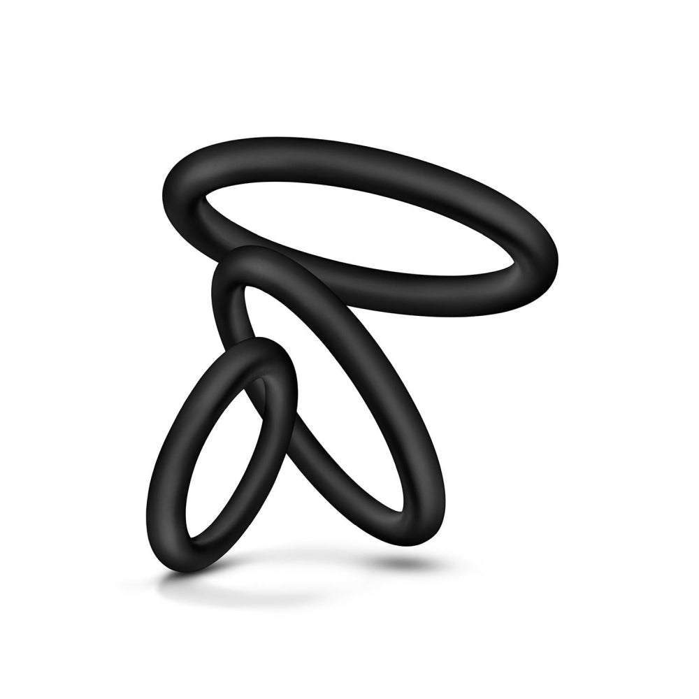 Blush Performance VS4 - Inele Penis Puria Silicon - Set de Inele C Flexibile si Durabile pentru Erectie - Compatibile cu Ham Strap On - Set 3 Bucati pentru Marirea Penisului - Negru