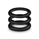 Blush Performance VS2 - Inele Penis Puria Silicon - Set de Inele C Flexibile si Durabile pentru Erectie - 3.8 cm diametru, Compatibile cu Ham Strap On - Set 3 Bucati pentru Marirea Penisului - Negru