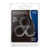Blush Performance VS2 - Inele Penis Puria Silicon - Set de Inele C Flexibile si Durabile pentru Erectie - 3.8 cm diametru, Compatibile cu Ham Strap On - Set 3 Bucati pentru Marirea Penisului - Negru