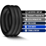 Blush Performance VS2 - Inele Penis Puria Silicon - Set de Inele C Flexibile si Durabile pentru Erectie - 3.8 cm diametru, Compatibile cu Ham Strap On - Set 3 Bucati pentru Marirea Penisului - Negru