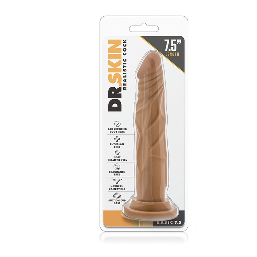 Dildo Realist Blush Novelties Dr. Skin 19cm cu Baza cu Ventuza Puternica, Mocha