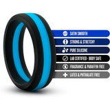 Inel penis Blush Novelties Performance Puria Silicone Pro - 1.5" latime - Moale si flexibil pentru potrivire perfecta - Nu ruleaza, nu ciupeste - Suprafata matasoasa UltraSilk - Pentru erectii puternice barbati - Negru, Albastru