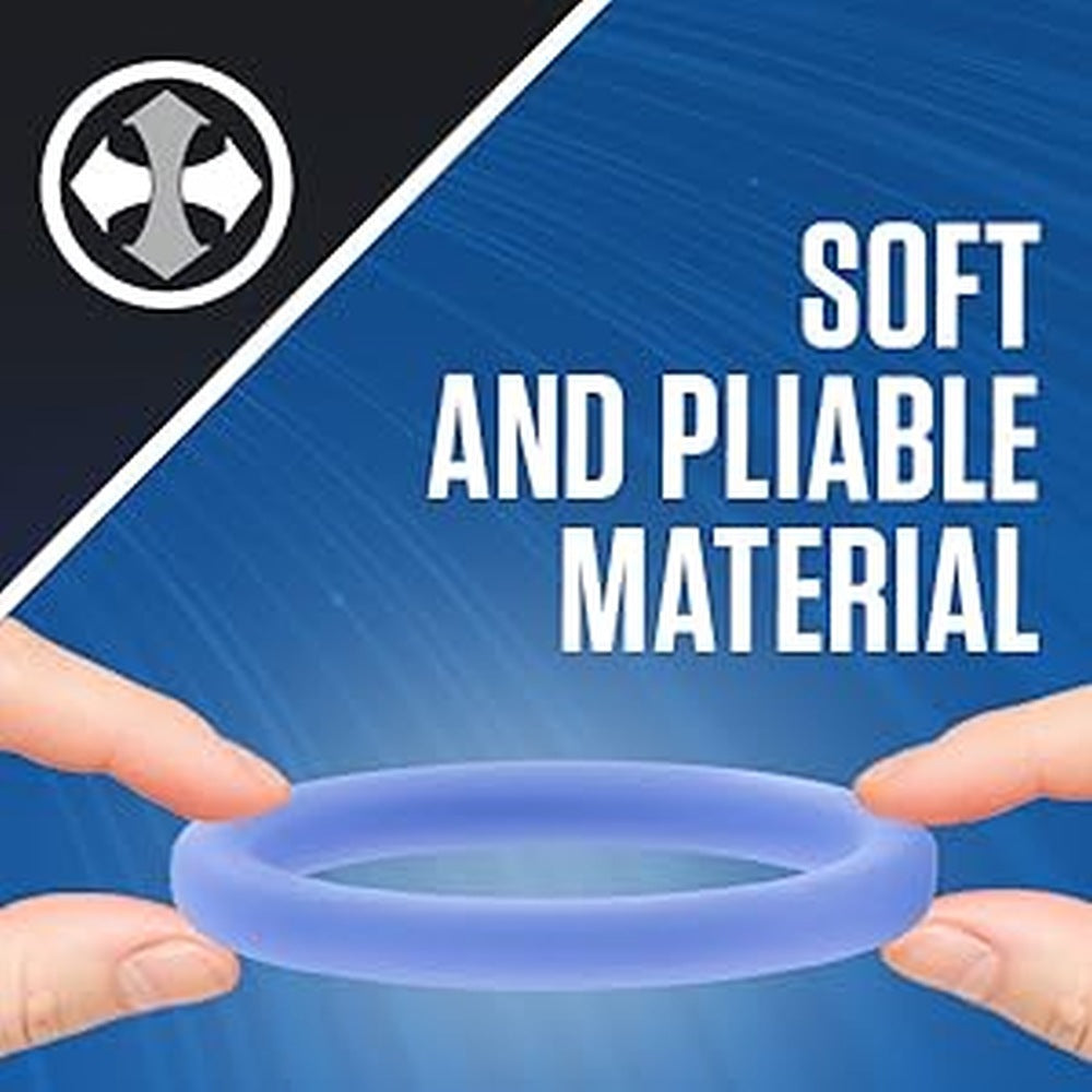 Inel penis Blush Novelties Performance Silicone Glo - Straluceste in intuneric - 1.5" latime - Se intinde pentru potrivire - Suprafata matasoasa UltraSilk nu ciupeste - Marire penis pentru barbati, cupluri - Albastru