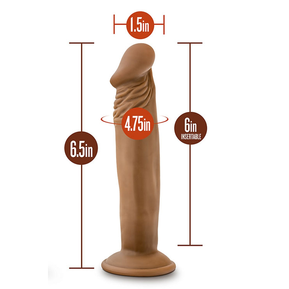 Blush Novelties Dr. Skin Plus, Dildo Realist Posabil 16.5 cm, Baza cu Ventuza pentru Joc Fara Maini si Compatibil cu Ham, Jucarie Sexuala Flexibila si cu Densitate Tripla pentru El si Ea, Mocha