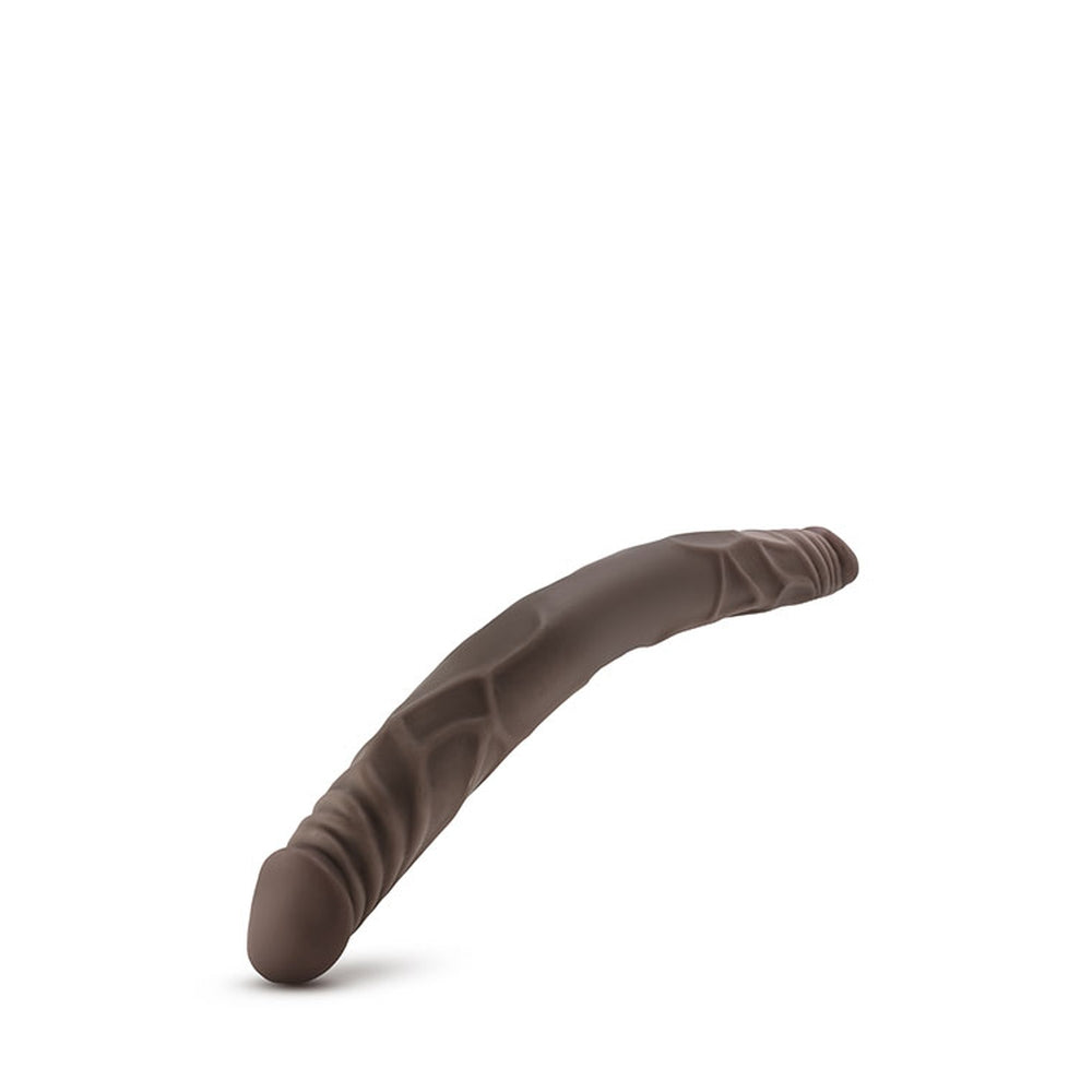 Dildo Dublu cu Design Realist Dr, Skin - Ciocolata, 35 cm - Flexibilitate versatila, Fabricat din PVC sigur pentru corp