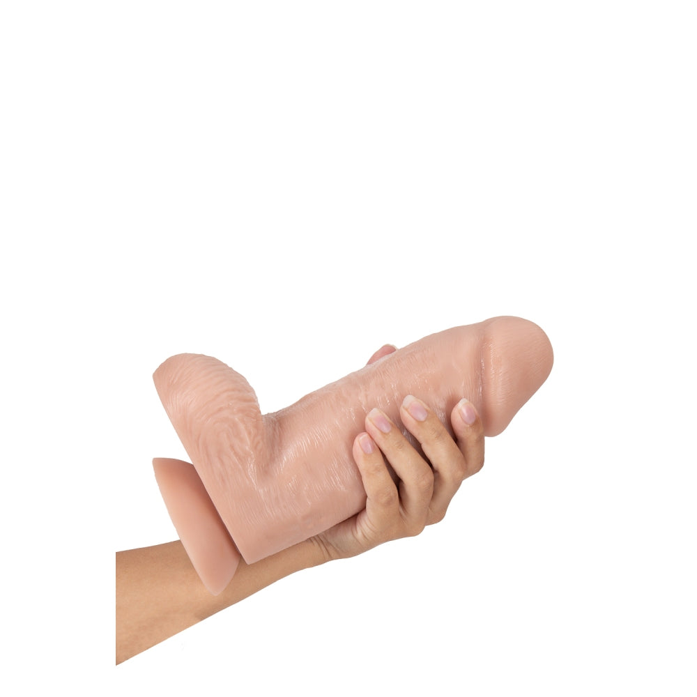 Blush, Dr. Skin Dr. Chubbs, Dildo Realist 25 cm Lungime 8 cm Grosime, Materiale Sigure pentru Corp, Cu Baza cu Ventuza, cu testicule, pentru Utilizare Fara Maini, Jucarie Sexuala Anala Vaginala pentru Experti Barbati Femei, Culorea Pielii