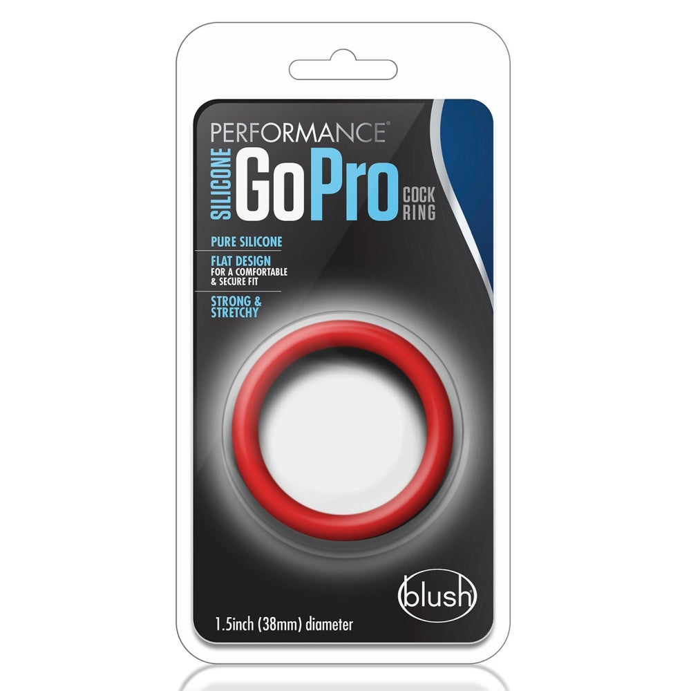 Blush Novelties Performance Inel Penis Silicon GoPro - 3.8 cm Latime - Moale, Pliabil pentru Fixare Sigura - Design Plat care Nu Se Ruleaza - Suprafata UltraSilk Matasoasa care Nu Ciupeste - Jucarie Sexuala, Rosu