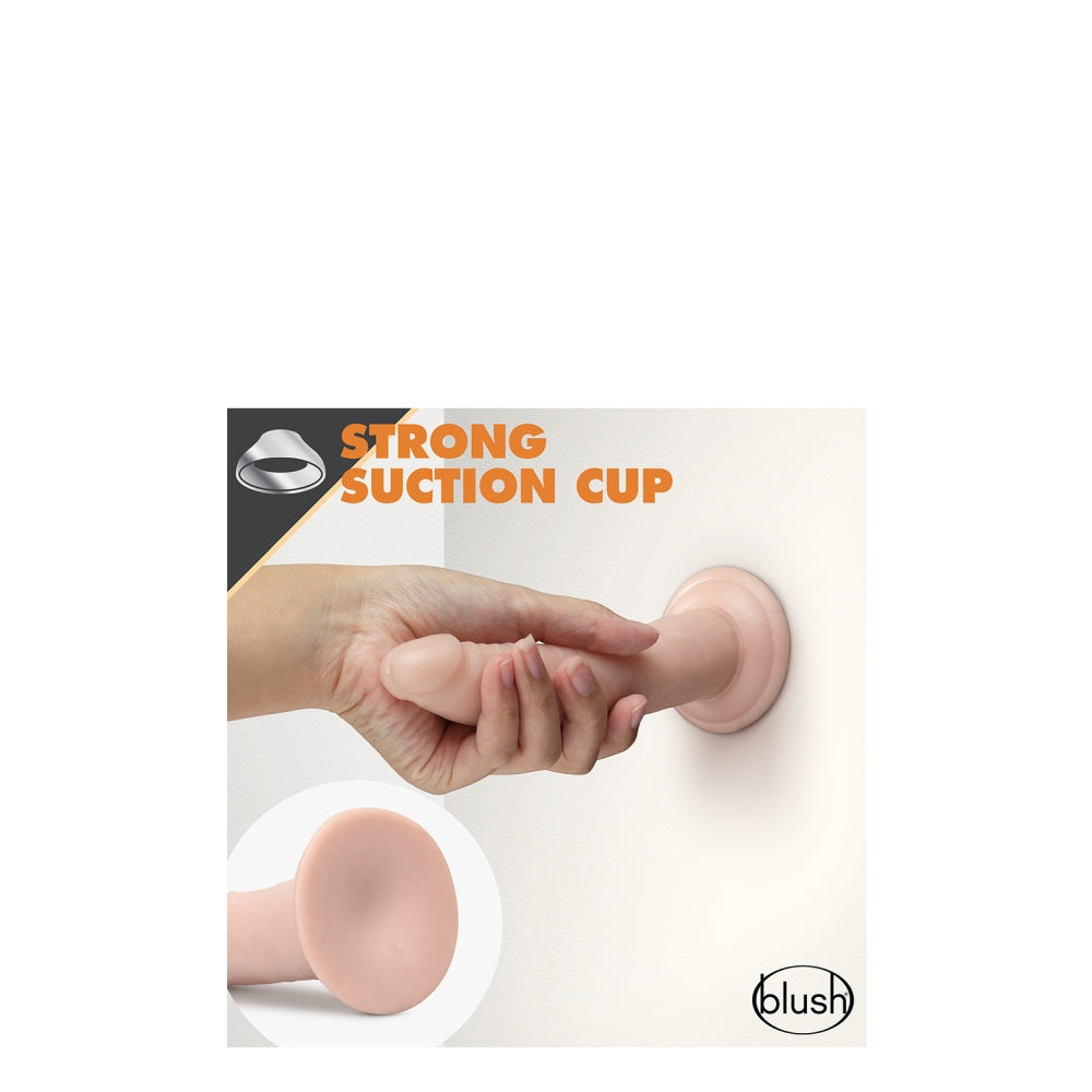 Dildo Realist Autolubrifiant Blush Novelties Dr. Skin Glide 19 cm cu Baza cu Ventuza, Compatibil cu Hamuri, Sigur pentru Corp, cu Testicule, Jucarie Sexuala pentru Ea, El si Cupluri – Culoarea Pielii