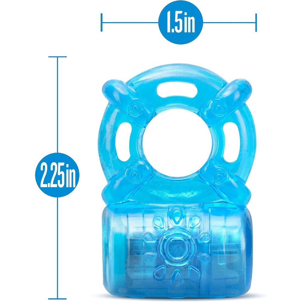 Inel penis Blush Novelties Stay Hard - Vibrator reincarcabil USB cu 5 functii de vibratii- Elastic - Impermeabil IPX7, complet submersibil - Erectii mai tari si de lunga durata - Jucarie sexuala pentru cupluri, barbati - Albastru