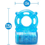 Inel penis Blush Novelties Stay Hard - Vibrator reincarcabil USB cu 5 functii de vibratii- Elastic - Impermeabil IPX7, complet submersibil - Erectii mai tari si de lunga durata - Jucarie sexuala pentru cupluri, barbati - Albastru