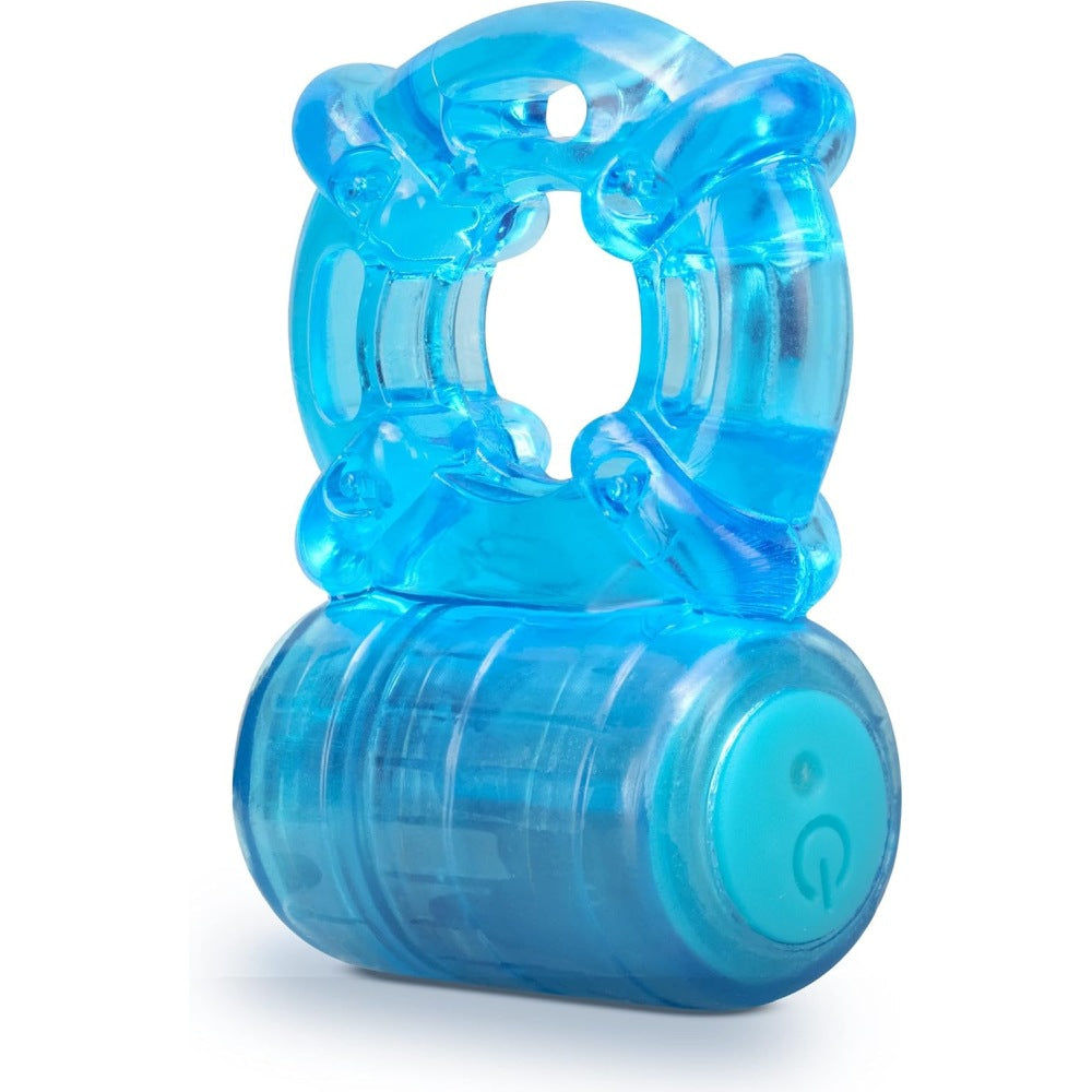 Inel penis Blush Novelties Stay Hard - Vibrator reincarcabil USB cu 5 functii de vibratii- Elastic - Impermeabil IPX7, complet submersibil - Erectii mai tari si de lunga durata - Jucarie sexuala pentru cupluri, barbati - Albastru