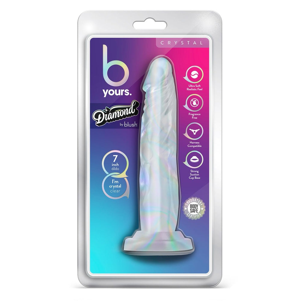 Dildo Realist Blush Novelties B Yours Diamond Crystal – Lifelike cu Baza cu Ventuza Puternica pentru Jocuri Fara Maini si Compatibil cu Hamuri – Transparent pentru Vizualizare in Timpul Utilizarii – Jucarie Sexuala pentru El, Ea si Cupluri