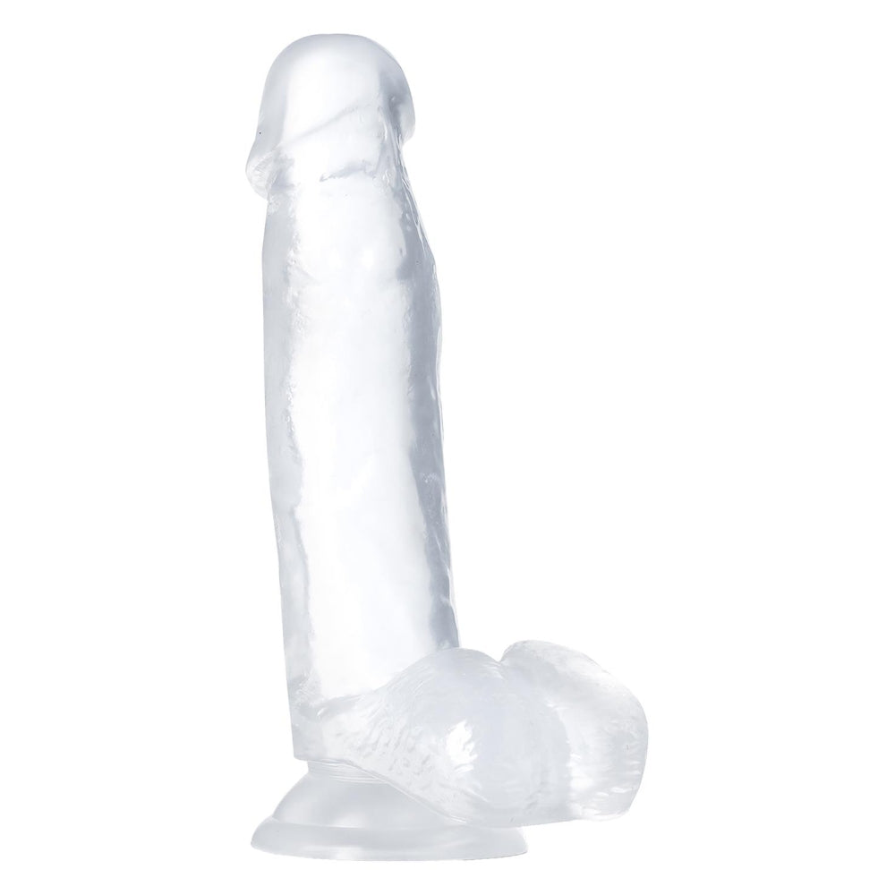 Dildo Realist Blush Novelties B Yours Diamond Gleam – 17,8 cm, cu Testicule, cu Baza cu Ventuza Puternica pentru Jocuri Fara Maini si Compatibil cu Hamuri – Curbat pentru Stimularea Punctului G – Jucarie Sexuala