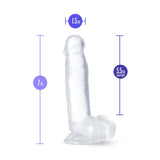 Dildo Realist Blush Novelties B Yours Diamond Gleam – 17,8 cm, cu Testicule, cu Baza cu Ventuza Puternica pentru Jocuri Fara Maini si Compatibil cu Hamuri – Curbat pentru Stimularea Punctului G – Jucarie Sexuala
