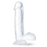 Dildo Realist Blush Novelties B Yours Diamond Gleam – 17,8 cm, cu Testicule, cu Baza cu Ventuza Puternica pentru Jocuri Fara Maini si Compatibil cu Hamuri – Curbat pentru Stimularea Punctului G – Jucarie Sexuala
