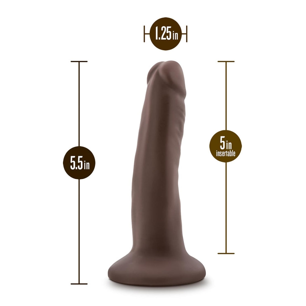 Blush Novelties Dr. Skin Plus - Dildo Realist 12,7 cm Pozabil - Baza cu Ventuza pentru Utilizare Hands-Free si Compatibil cu Ham - Jucarie Sexuala Flexibila cu Tripla Densitate pentru El Ea si Cupluri, Ciocolata