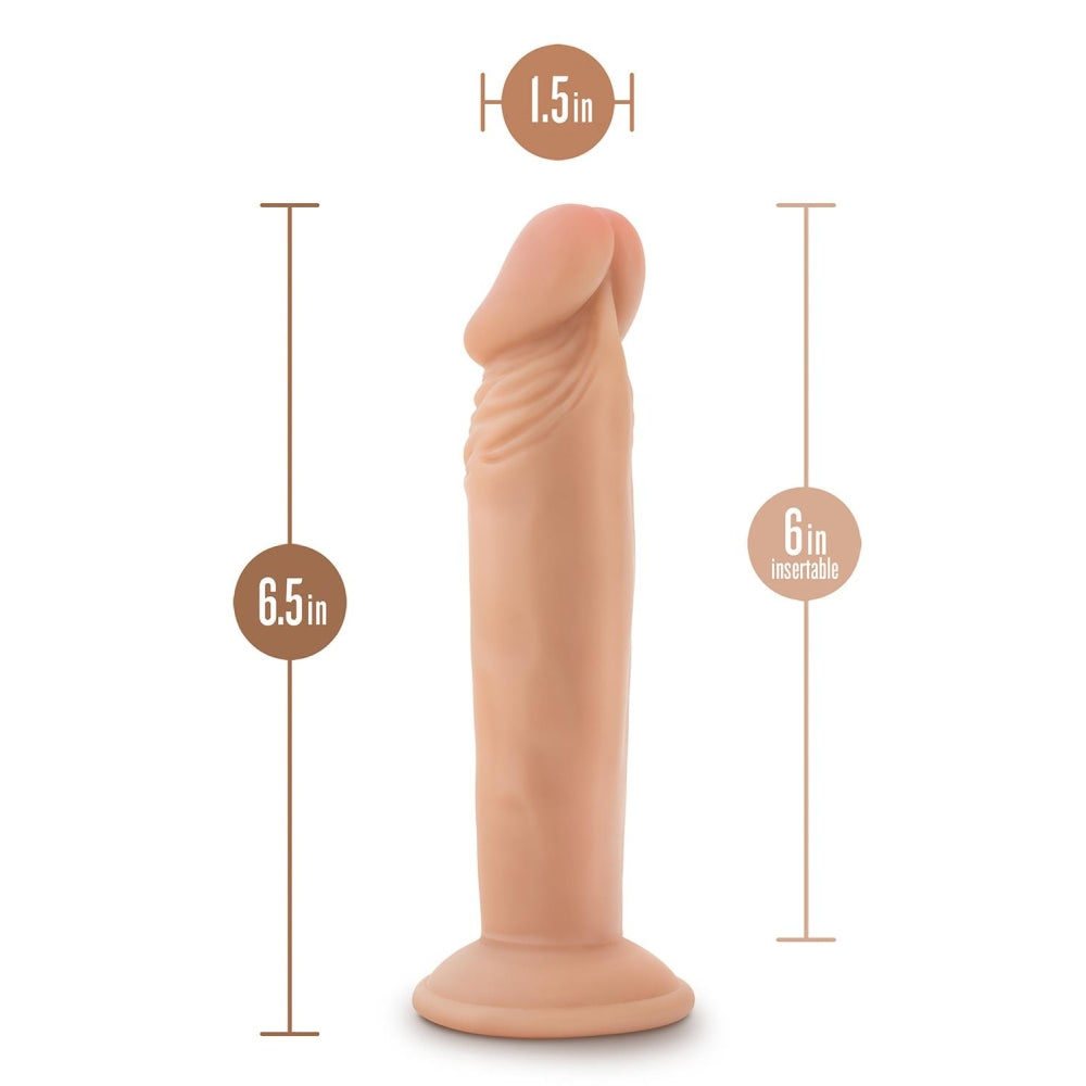 Blush Novelties Dr. Skin Plus - Dildo Realist 16.5 cm Pozabil - Baza cu Ventuza pentru Utilizare Hands-Free si Compatibil cu Ham - Jucarie Sexuala Flexibila cu Tripla Densitate pentru El Ea si Cupluri, Culoarea Pielii