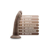 Blush Novelties Dr. Skin Plus - Dildo Realist 19 cm Pozabil - Baza cu Ventuza pentru Utilizare Hands-Free si Compatibil cu Ham - Jucarie Sexuala Flexibila cu Tripla Densitate pentru El Ea si Cupluri, Ciocolata