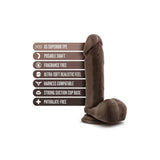 Blush Dildo Realist Dr. Skin Plus Pozabil 20.3 cm cu Ventuza Puternica, cu Testicule si Compatibil Strap-On, Sensa Feel Triple Densitate, Jucarie Sexuala Sigura din TPE pentru Femei si Cupluri, Ciocolata