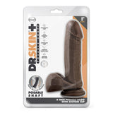 Blush Dildo Realist Dr. Skin Plus Pozabil 20.3 cm cu Ventuza Puternica, cu Testicule si Compatibil Strap-On, Sensa Feel Triple Densitate, Jucarie Sexuala Sigura din TPE pentru Femei si Cupluri, Ciocolata