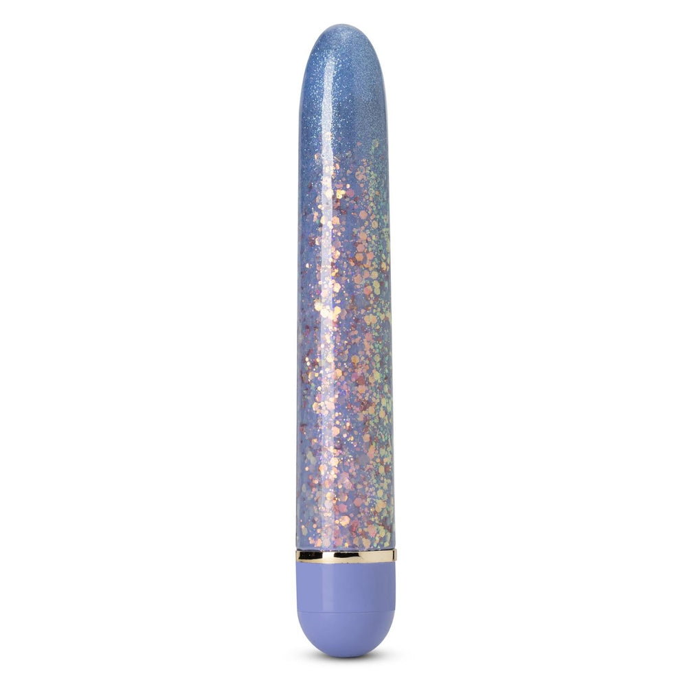 Vibrator Bullet Blush The Collection Etherial Periwinkle - Lila cu sclipici roz, 17.7 cm - Vibrati Multiviteze Silentioase - sigur pentru corp si fara ftalati