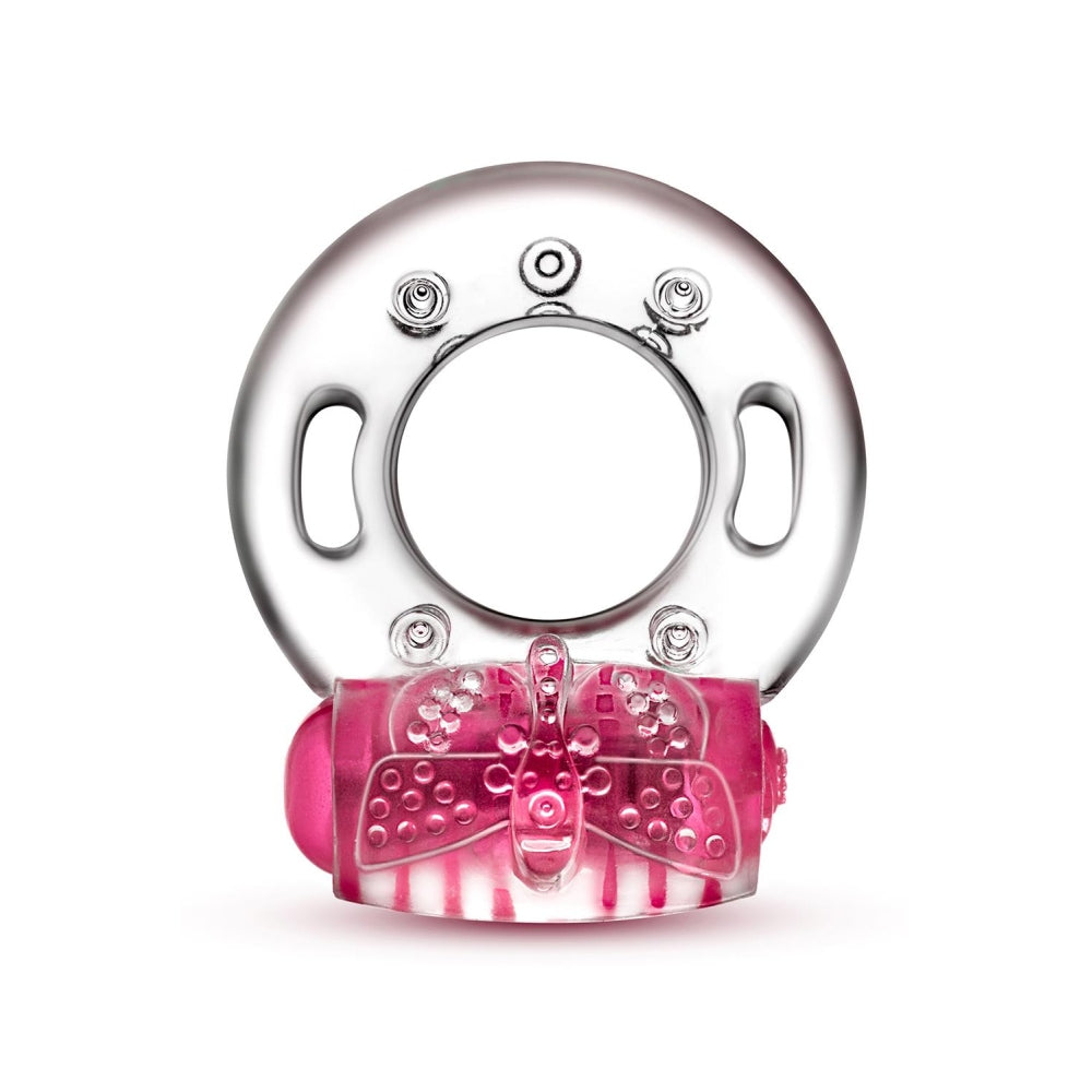 Inel vibrator Blush Novelties Play with Me Pleaser reincarcabil - 5 moduri de vibratie - Elastic, potrivit pentru toate dimensiunile de penis - Stimulator moale pentru clitoris - Potentator sexual, Roz