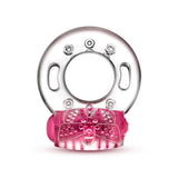 Inel vibrator Blush Novelties Play with Me Pleaser reincarcabil - 5 moduri de vibratie - Elastic, potrivit pentru toate dimensiunile de penis - Stimulator moale pentru clitoris - Potentator sexual, Roz