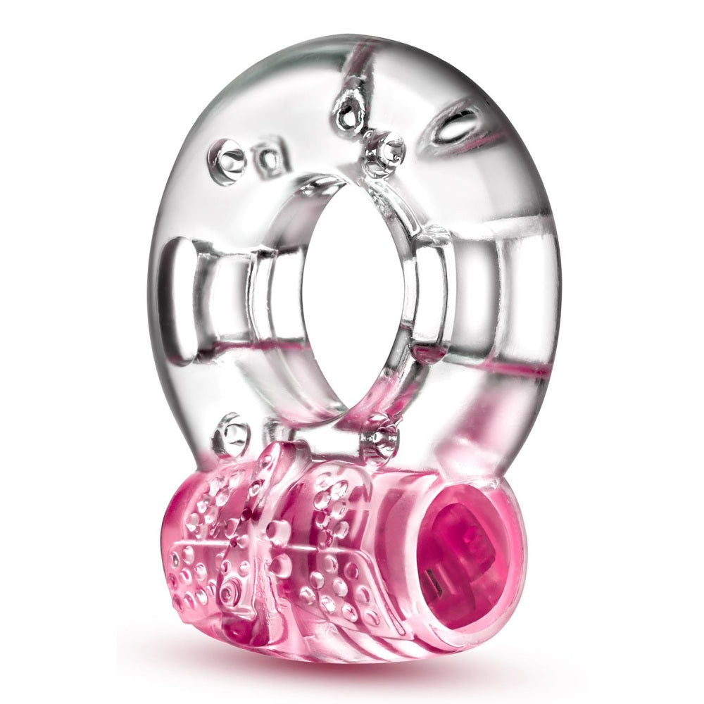 Inel vibrator Blush Novelties Play with Me Pleaser reincarcabil - 5 moduri de vibratie - Elastic, potrivit pentru toate dimensiunile de penis - Stimulator moale pentru clitoris - Potentator sexual, Roz
