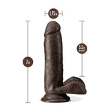 Blush Dildo Realist Dr. Skin Plus Pozabil 17.7 cm cu Ventuza Puternica, cu Testicule si Compatibil Strap-On, Sensa Feel Triple Densitate, Jucarie Sexuala Sigura din TPE pentru Femei si Cupluri, Ciocolata