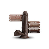 Blush Dildo Realist Dr. Skin Plus Pozabil 17.7 cm cu Ventuza Puternica, cu Testicule si Compatibil Strap-On, Sensa Feel Triple Densitate, Jucarie Sexuala Sigura din TPE pentru Femei si Cupluri, Ciocolata