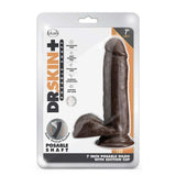 Blush Dildo Realist Dr. Skin Plus Pozabil 17.7 cm cu Ventuza Puternica, cu Testicule si Compatibil Strap-On, Sensa Feel Triple Densitate, Jucarie Sexuala Sigura din TPE pentru Femei si Cupluri, Ciocolata