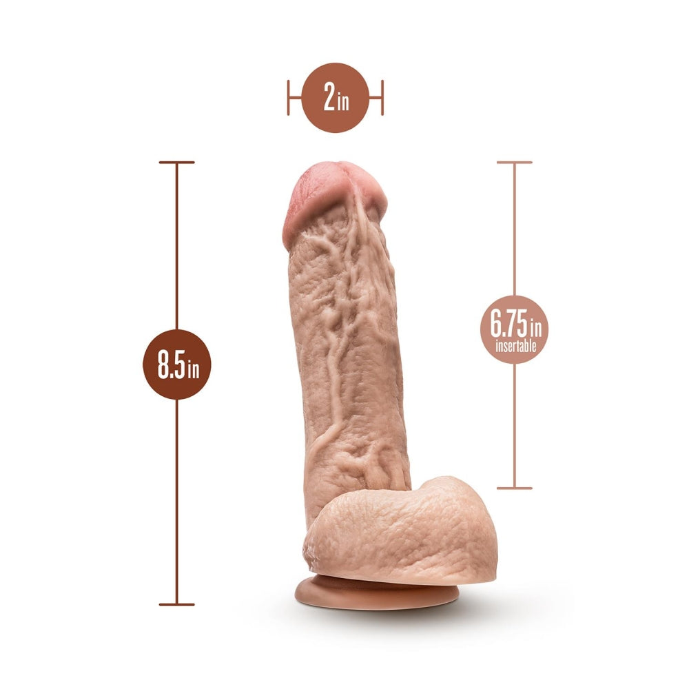 Dildo Realist Blush Novelties Dr. Skin Mr. D 21,5 cm cu Ventuza – Aspect si Senzatie Realista, Gros si Lung cu Vene Pronuntate – Compatibil cu Hamuri – Jucarie Sexuala pentru Cupluri – Culoarea Pielii