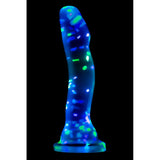 Dildo Stralucitor in Intuneric Blush Novelties Neo Elite Purio din Silicon - 19 cm Dildo Transparent cu Confetti - Curbe Speciale pentru Stimularea Punctului G si P - Baza cu ventuza-Suprafata Neteda si Non-poroasa - Jucarie Sexuala