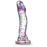 Dildo Stralucitor in Intuneric Blush Novelties Neo Elite Purio din Silicon - 19 cm Dildo Transparent cu Confetti - Curbe Speciale pentru Stimularea Punctului G si P - Baza cu ventuza-Suprafata Neteda si Non-poroasa - Jucarie Sexuala