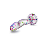 Dildo Stralucitor in Intuneric Blush Novelties Neo Elite Purio din Silicon - 19 cm Dildo Transparent cu Confetti - Curbe Speciale pentru Stimularea Punctului G si P - Baza cu ventuza-Suprafata Neteda si Non-poroasa - Jucarie Sexuala