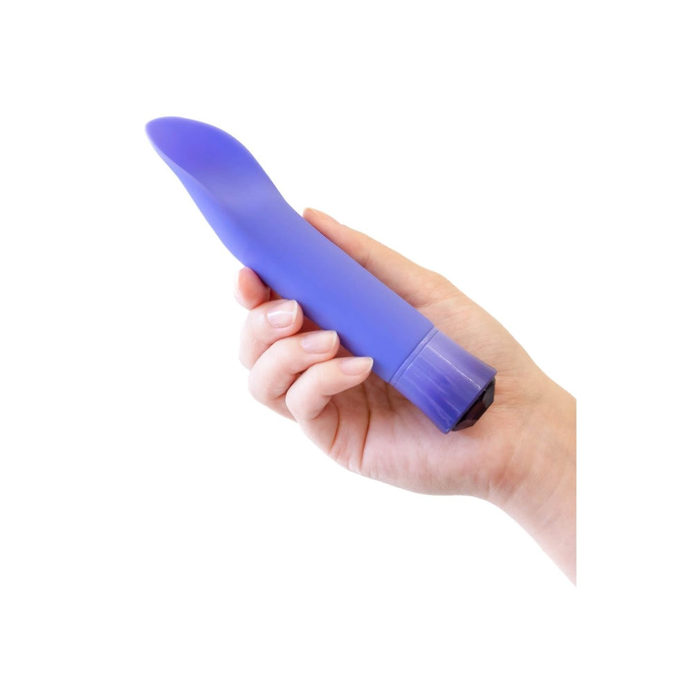 Vibrator Blush Novelties Oh My Gem Enrapture - 6.25 cm, silicon Puria - 5 viteze si 5 moduri unice de vibratie cu functie de incalzire - reincarcabil USB cu cablu inclus - Tanzanit