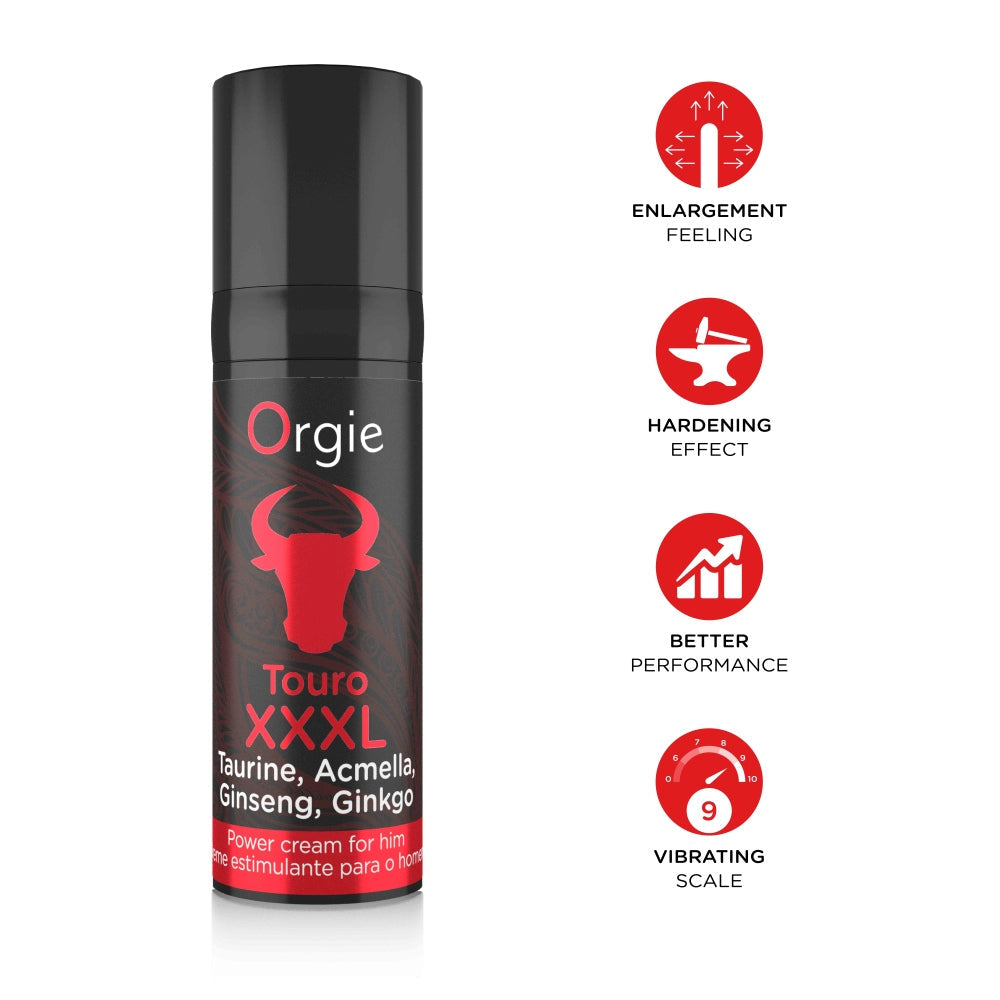 Crema pentru Erectii Orgie Touro XXXL Power Cream 15 ml - cu efect de intarire imediata a penisului - efectii mai rigide si senzatia de marire a penisului - creste placerea pentru barbati