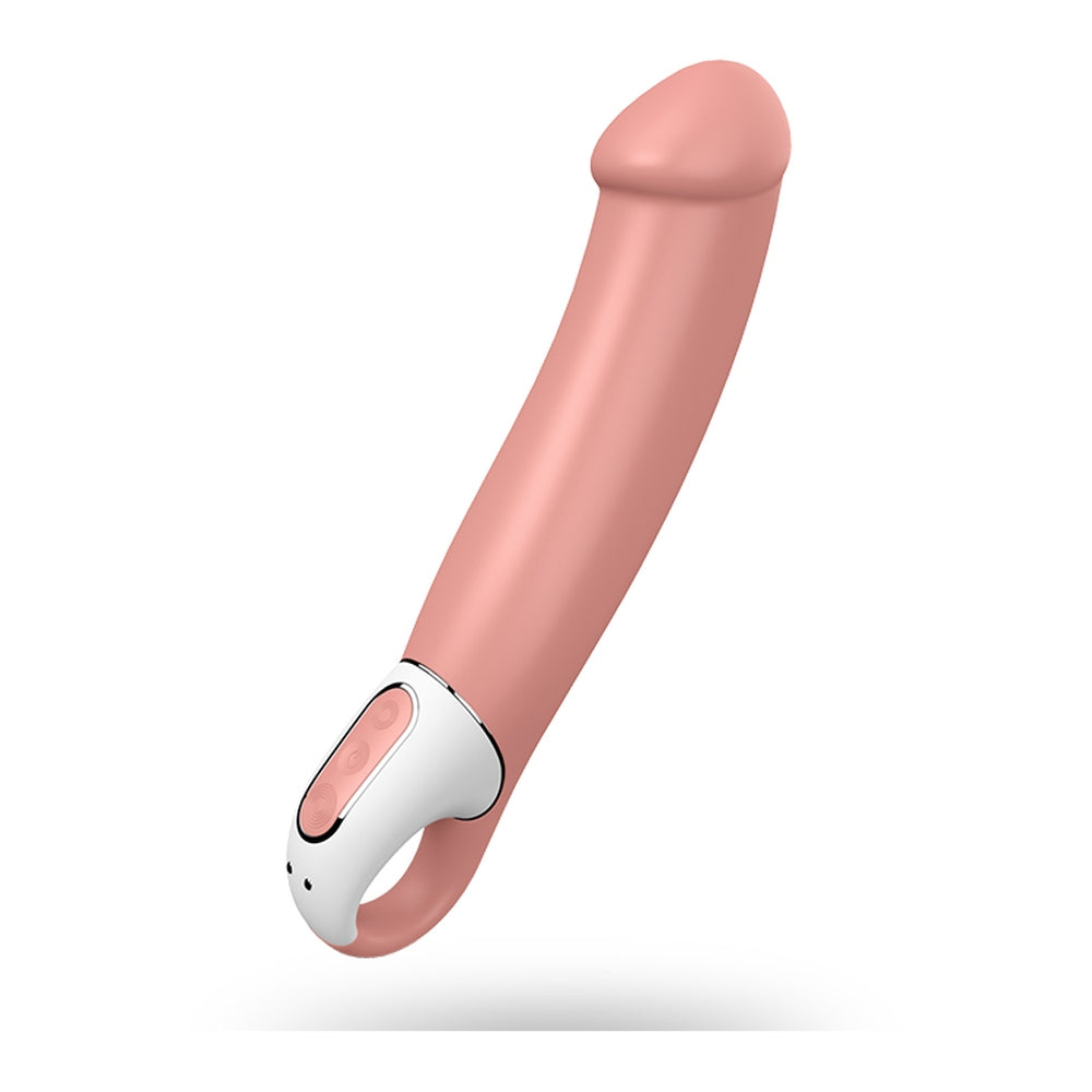 Vibrator Satisfyer Master XXL G-Spot, Roz, 23.5 cm, 12 Moduri Vibratii Silentioase, inel de retinere - silicon moale, impermeabil, reincarcabil