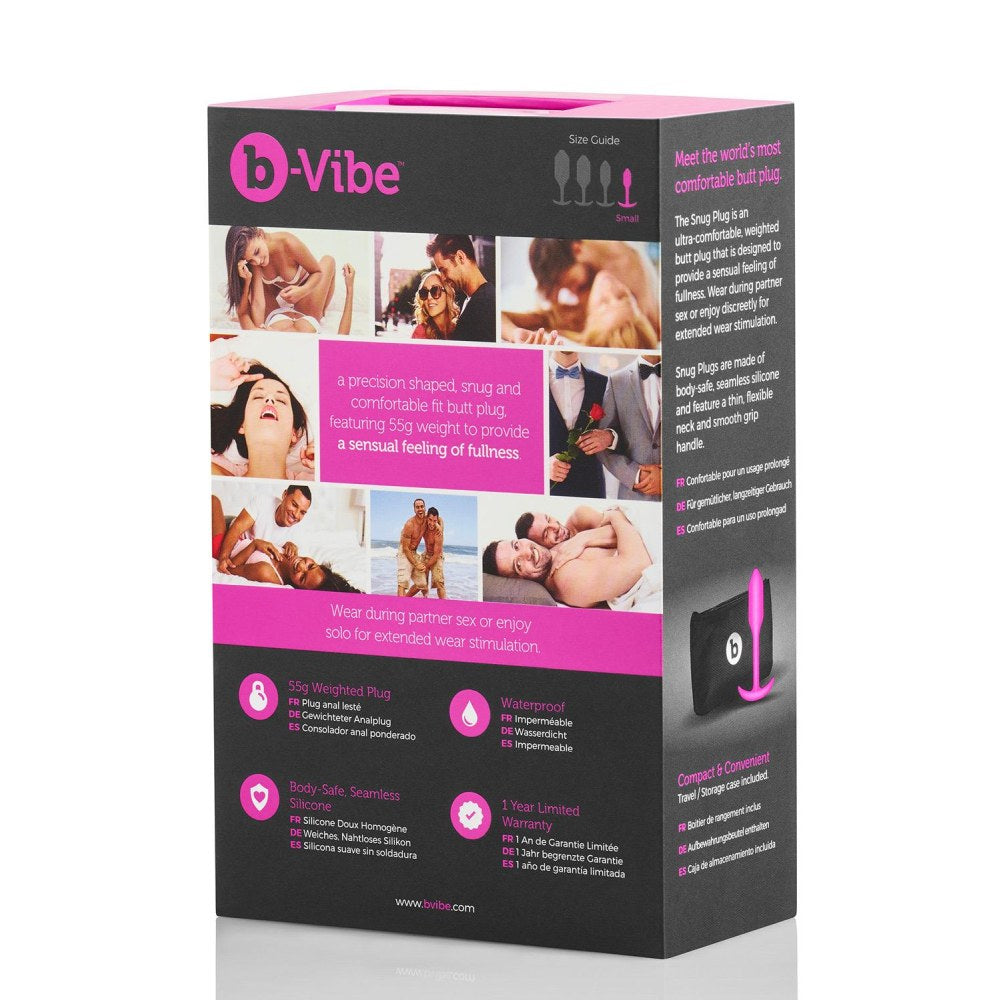 Dop Anal B-Vibe Snug Plug 1 Butt Plug, Small, Fucsia, cu bile ponderate, 8.6 cm