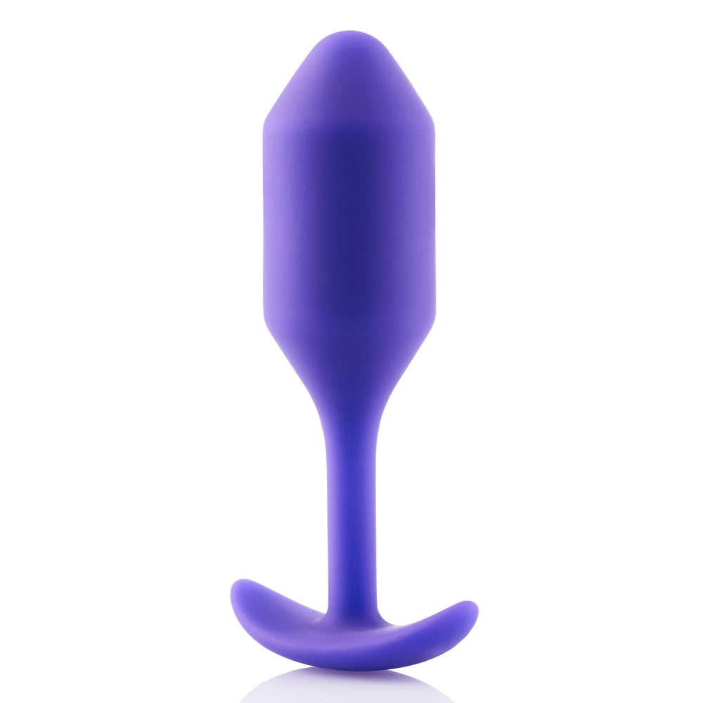 Dop Anal B-Vibe Snug Plug 2 Butt Plug, Medium, Mov, cu bile ponderate, 10.5 cm