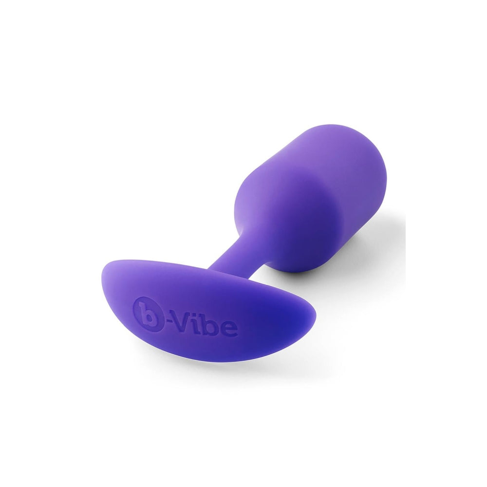 Dop Anal B-Vibe Snug Plug 2 Butt Plug, Medium, Mov, cu bile ponderate, 10.5 cm