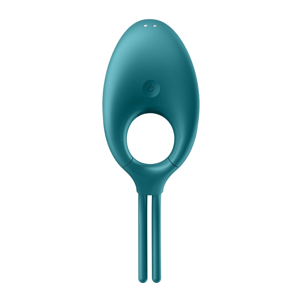 Inel Pentru Penis Satisfyer Swordsman cu Vibratii Turcoaz - sistem ajustabil, silicon sigur pentru corp - 12 Moduri Vibratii - reincarcabil, rezistent la apa IPX7