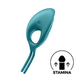 Inel Pentru Penis Satisfyer Swordsman cu Vibratii Turcoaz - sistem ajustabil, silicon sigur pentru corp - 12 Moduri Vibratii - reincarcabil, rezistent la apa IPX7