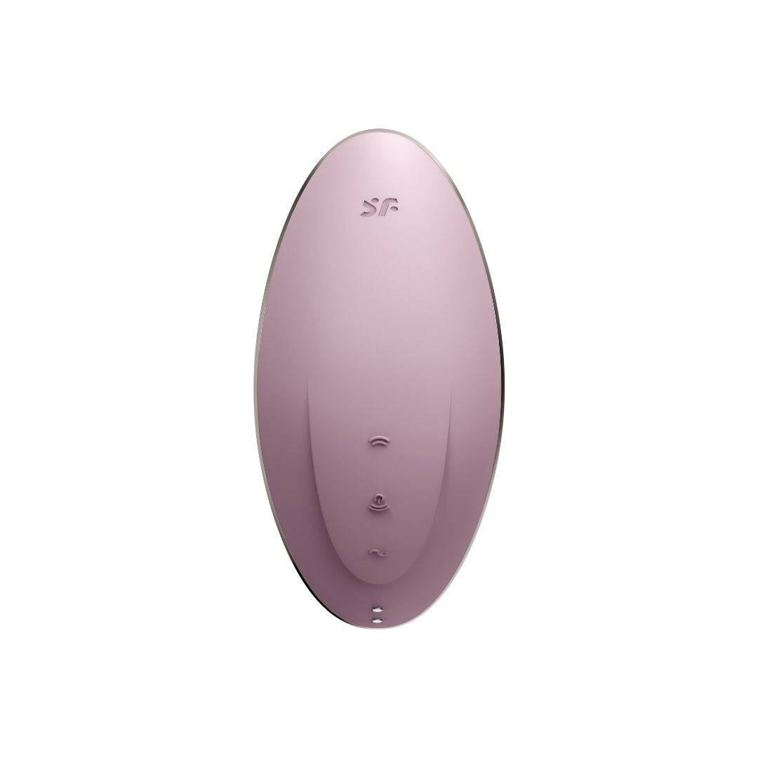 Vibrator Satisfyer Vulva Lover 1 Roz - stimulator dublu cu tehnologie Air Pulse, design cu forma curbata - 11 Moduri Pulsatii, 10 Moduri Vibratii - reincarcabil, rezistent la apa IPX7