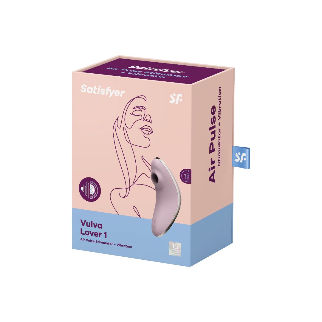 Vibrator Satisfyer Vulva Lover 1 Roz - stimulator dublu cu tehnologie Air Pulse, design cu forma curbata - 11 Moduri Pulsatii, 10 Moduri Vibratii - reincarcabil, rezistent la apa IPX7