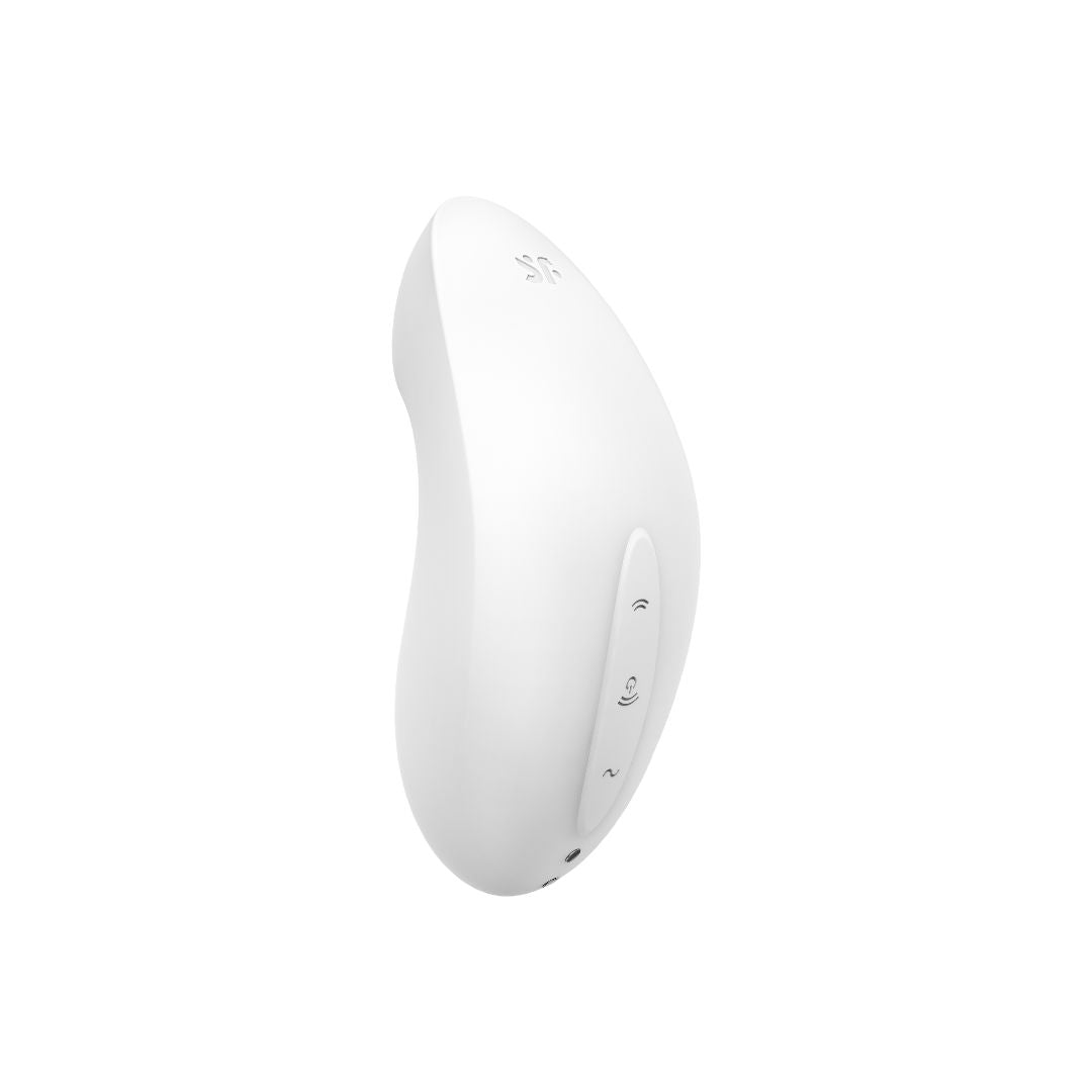 Vibrator Satisfyer Vulva Lover 2 Alb - stimulator dublu cu tehnologie Air Pulse, design cu forma curbata - 11 Moduri Pulsatii, 10 Moduri Vibratii - reincarcabil, rezistent la apa IPX7