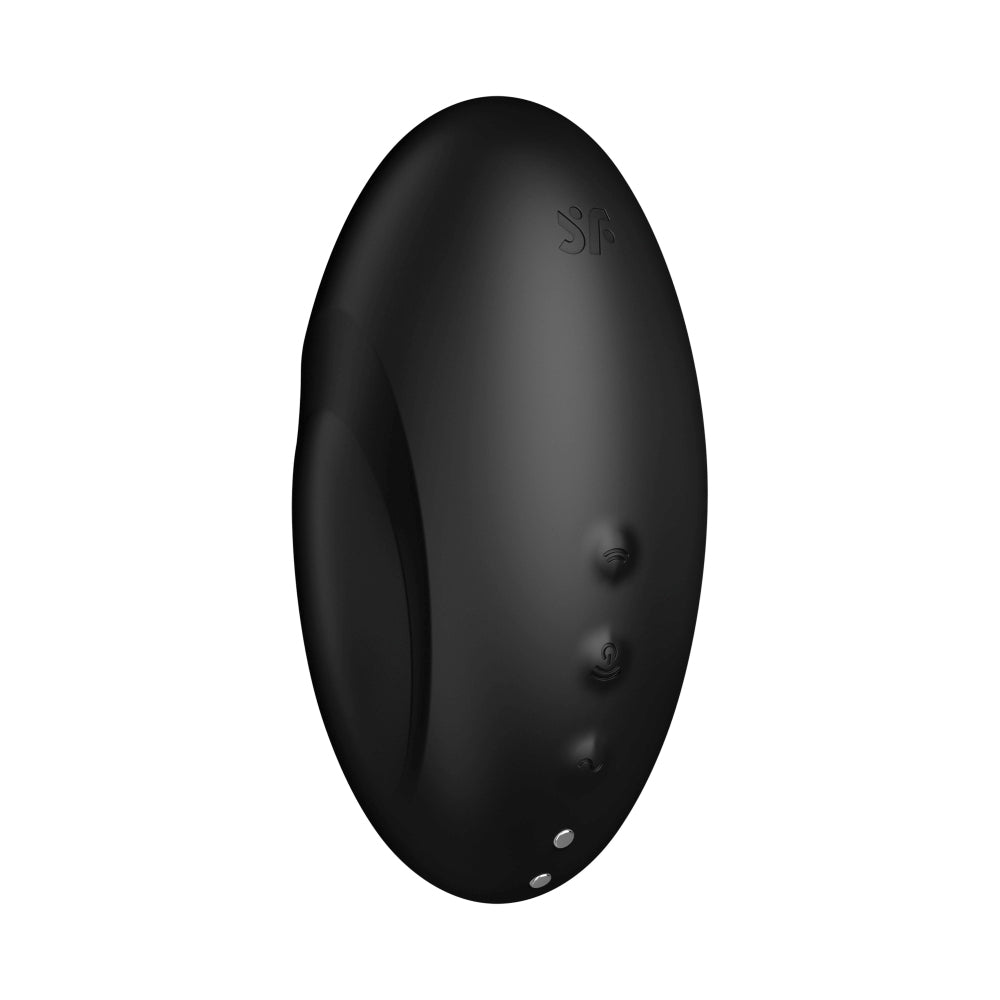 Vibrator Satisfyer Vulva Lover 3 Negru - stimulator dublu cu tehnologie Air Pulse, design cu forma curbata - 11 Moduri Pulsatii, 10 Moduri Vibratii - reincarcabil, rezistent la apa IPX7