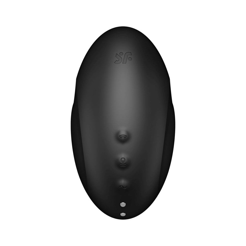 Vibrator Satisfyer Vulva Lover 3 Negru - stimulator dublu cu tehnologie Air Pulse, design cu forma curbata - 11 Moduri Pulsatii, 10 Moduri Vibratii - reincarcabil, rezistent la apa IPX7