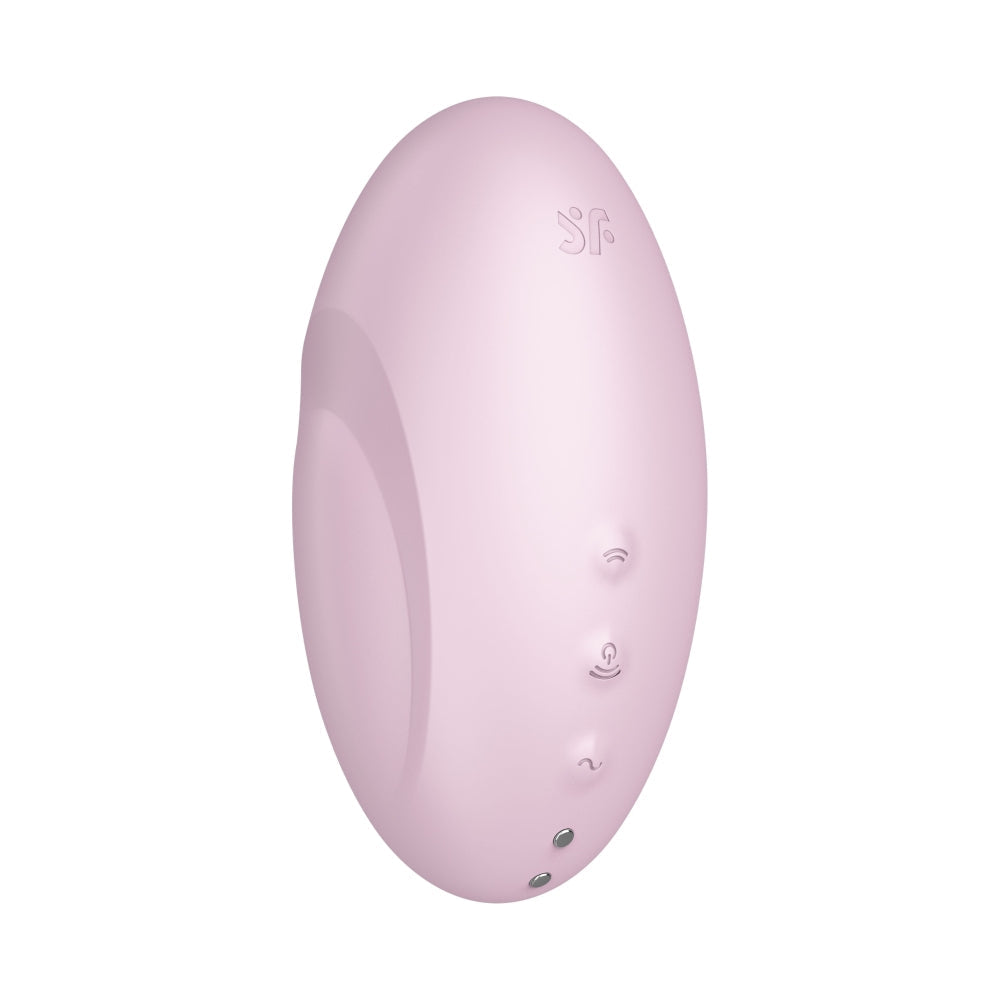 Vibrator Satisfyer Vulva Lover 3 Roz - stimulator dublu cu tehnologie Air Pulse, design cu forma curbata - 11 Moduri Pulsatii, 10 Moduri Vibratii - reincarcabil, rezistent la apa IPX7