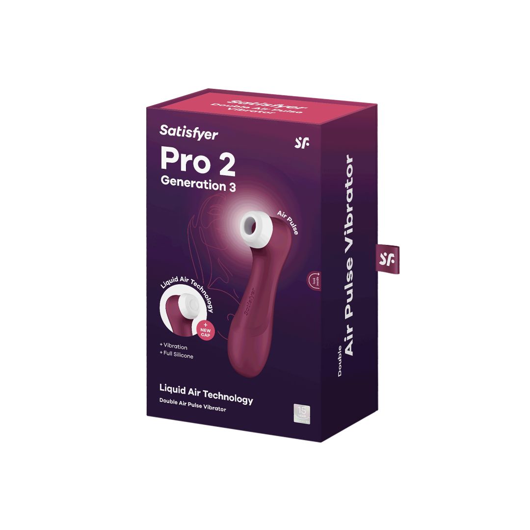 Vibrator clitoridian Satisfyer Pro 2 Generatia 3 (Fara Aplicatie) - Stimulare clitoridiana cu tehnologie Air-Pulse si Liquid-Air - Jucarie sexuala pentru femei, fara contact direct, rezistent la apa, reincarcabil - Rosu Vin